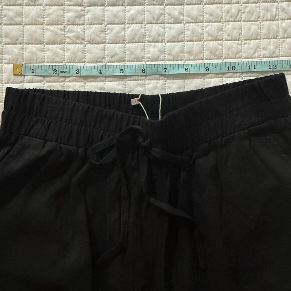 Black Wide Leg Pants Elastic Waist Drawstring US 6 By Apricot, Linen blend - Picture 5 of 7